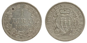 Republic old coinage (1864-1906) 1 Lira 1898 ... 