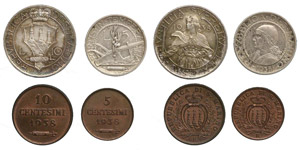 Republic (1931-1938)Large  Lots 10 + 5 Lire ... 