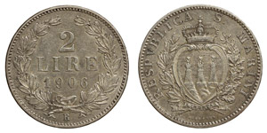 Republic old coinage (1864-1906) 2 Lire 1906 ... 