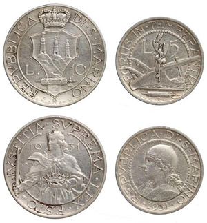 Republic (1931-1938) Lots 10 + 5 Lire ... 