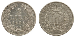 Republic old coinage (1864-1906) 2 Lire 1898 ... 