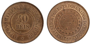 Brasilien - 40 Reis 1900 (KM 491) Bronze gr. ... 