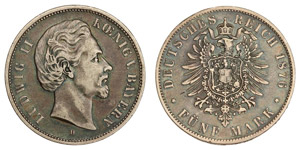 Deutschland - Bayern Ludwig II, 5 reichsmark ... 