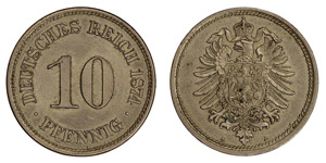 Deutschland - Kaiserreich 10 Pfennig 1874 A ... 