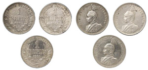 Deutsch-Ostafrika - lot 3 coins Rupee. 1905 ... 