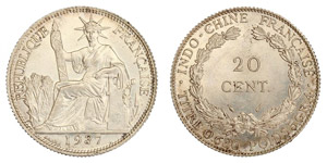 Französisch-Indochina - 20 Cents 1937 ... 
