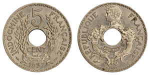 Französisch-Indochina - 5 Cents 1937 (KM ... 