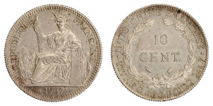 Französisch-Indochina - 10 Cents 1937 ... 