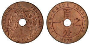 Französisch-Indochina - 1 Cent 1939.KM 12.1 ... 
