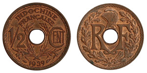 Französisch-Indochina - 1/2 Cent 1939.KM 20 ... 