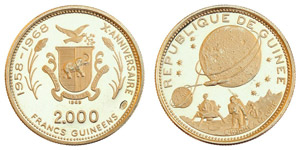 Guinea - Republic.AU 2000 Francs 1969.8 gram ... 