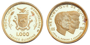 Guinea - Republic.AU 1000 Francs 1969.10th ... 