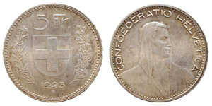 Schweiz - Verschiedene Confederation5 Francs ... 
