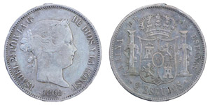 Spanien - Isabel II 2 Escudos 1868 (KM 629) ... 