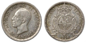 Spanien - Alfonso XIII 50 Centimos 1926 PC-S ... 