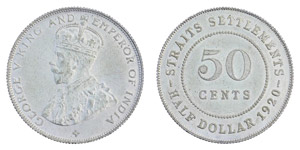 Straits Settlements - George V 50 Cents 1920 ... 