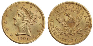 Vereinigte Staaten - 5 Dollars 1901 Coronet ... 