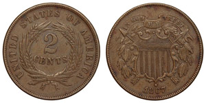 Vereinigte Staaten - 2 Cents 1867 (KM 94) ... 