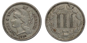 Vereinigte Staaten - 3 Cents 1865 (KM 95) ... 