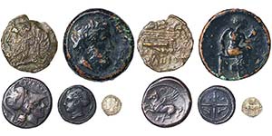 Sicily  Lot with 5 fake coins for study.