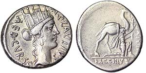 Republic A. Plautius (55 BC) Denarius Rome ... 
