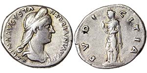 Empire Sabina (128-136 AD) Denarius 128-134 ... 