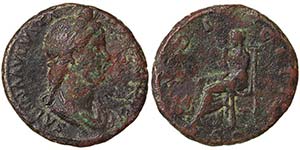 Empire Sabina (128-136 AD) Asse Ø 26,5 mm   ... 