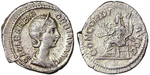 Empire Orbiana (225-227 AD) Denarius Rome Ø ... 