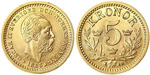 Sweden Kingdom Oscar II (1872-1907) 5 Kronor ... 
