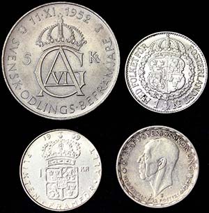 Sweden Kingdom  Lot with 4 pieces: 5 Kronor ... 