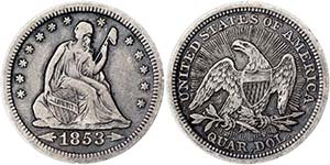 United States  1/4 Dollar 1853 Ø 24 mm KM ... 