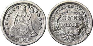 United States  Dime 1841 New Orleans Ø 18 ... 