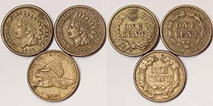 United States  1 Cent Lot with 3 pieces: ... 