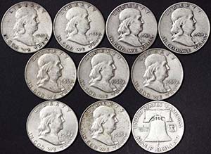 United States LOTS  1/2 Dollar (Franklin ... 