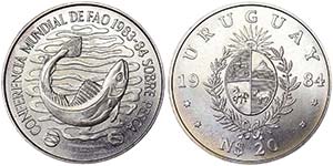 Uruguay Republic (1830-date)  20 Nuevos ... 