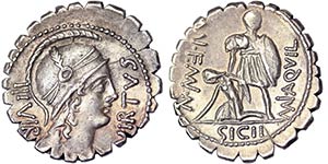 Republic Mn. Aquillius (71 BC) Denarius ... 