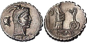 Republic L. Roscius Fabatus (64 BC) Denarius ... 