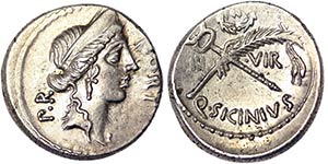 Republic Q. Sicinius (49 BC) Denarius Rome ... 