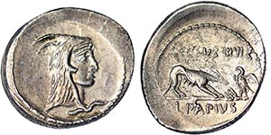Republic L. Papius Celsus (45 BC) Denarius ... 