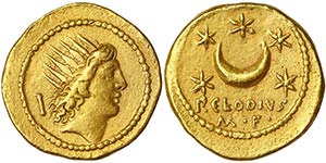 Republic P. Clodius (42 BC) Aureus Rome Head ... 