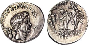 Republic Sextus Pompey (37-36 BC) Denarius ... 