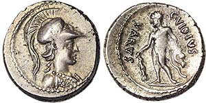 Republic Vibius Varus (42 BC) Denarius Bust ... 
