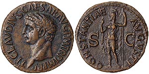 Empire Claudius (41-54 AD) As Rome Bare head ... 