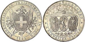 Switzerland Graubünden Canton 4 Francs 1842 ... 