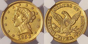 United States 5 Dollars (Liberty head) 1853 ... 