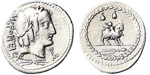Republic Mn. Fonteius C. (85 BC) Denarius ... 
