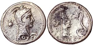 Republic L. Roscius Fabatus (64 BC) Denarius ... 