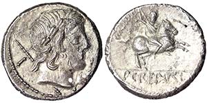 Republic P. Crepusius, 82 BC,Denarius Rome ... 