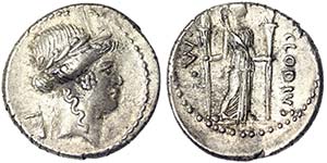 Republic Claudia (42 BC) Denarius Rome RSC ... 