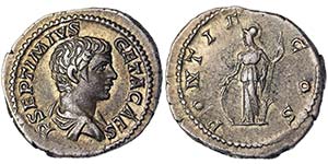 Empire Geta (198-212 AD) Denarius Rome RIC ... 